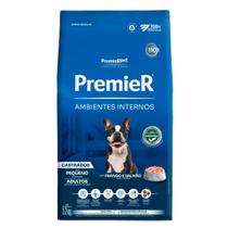 Ração Premier Ambientes Internos Cães Porte Pequeno Castrados Adultos Frango e Salmão 12 kg Ração Premier Ambientes Internos Cães Porte Pequeno Castrados Adultos Frango e Salmão 12 kg
