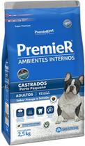 Ração Premier Ambientes Internos para Cães Adultos Castrados Porte Pequeno Frango e Salmão 12kg - Premier Pet