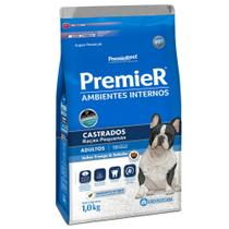 Ração Premier Ambientes Internos Para Cães Adultos de Raças Pequenas Castrados Sabor Frango e Salmão 1 kg Ração Premier Ambientes Internos Para Cães Adultos de Raças Pequenas Castrados Sabor Frango e Salmão 1 kg