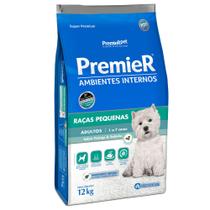 Ração Premier Ambientes Internos Para Cães Adultos de Raças Pequenas Sabor Frango e Salmão 12 kg Ração Premier Ambientes Internos Para Cães Adultos de Raças Pequenas Sabor Frango e Salmão 12 kg