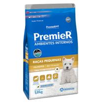 Ração Premier Ambientes Internos Para Cães Filhotes de Raças Pequenas Sabor Frango e Salmão 1 Kg