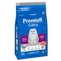Ração Premier Gatos Adultos Pelos Longos Sabor Salmão 1,5kg