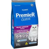 Ração Premier Gatos Pelos Longos Ambi Internos Salmão 7,5Kg