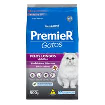 Ração Premier Pêlos Longos Gatos Adultos sabor Salmão 500 g
