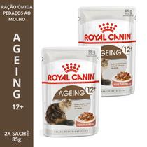 Ração Royal Canin Kits com 1, 2, 3, 6 ou 12 Sachês Ageing 12 para Gatos Idosos 85g Nutrição Completa com Suporte Articular e Renal