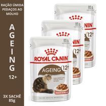 Ração Royal Canin Kits com 1, 2, 3, 6 ou 12 Sachês Ageing 12 para Gatos Idosos 85g Nutrição Completa com Suporte Articular e Renal
