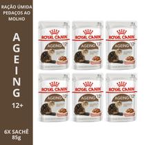 Ração Royal Canin Kits com 1, 2, 3, 6 ou 12 Sachês Ageing 12 para Gatos Idosos 85g Nutrição Completa com Suporte Articular e Renal