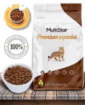 Ração Seca Multi Star Cat Premium Especial Sabor Salmão para Gatos Adultos Castrados - 10,1Kg