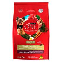 Ração Seca Nestlé Purina One Frango e Carne para Cães Adultos Raças Minis e Pequenas - 2 Kg