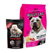 Ração Super Premium Bully Lac 15kg mais Complemento Alimentar Bully Protein 1,2kg Saude e Vitalidade