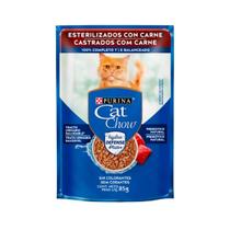 Ração Úmida Cat Chow Adultos Castrados Carne Ao Molho 85g