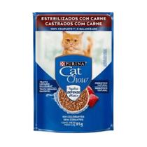 Ração Úmida Cat Chow para Gatos Adultos Castrados Sabor Carne 85g
