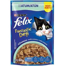 Ração Úmida Felix Fantastic Sachê Deli para Gatos Adultos sabor Atum 85g