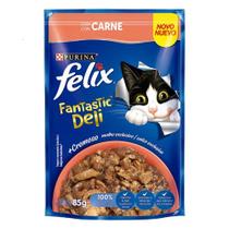 Ração Úmida Felix Fantastic Sachê Deli para Gatos Adultos sabor Carne 85g