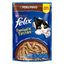 Ração Úmida Felix Fantastic Sachê Tiritas para Gatos Adultos sabor Peru 85g