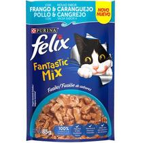 Ração Úmida Félix Gatos Adultos Fantastic Mix Frango e Caranguejo 85 g