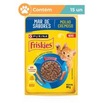 Ração Úmida Friskies Molho Cremoso Mar Sabores Gatos 15x80g