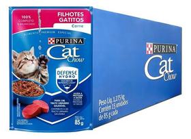 Ração Úmida Gato Filhote Cat Chow Purina Carne 85g 15 Sachês