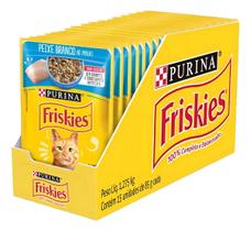 Ração Úmida Gatos Peixe Branco Molho 85g 15 Sachês Friskies