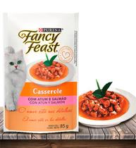 Racão Úmida Nestlé Purina Fancy Feast Sachê Casserole Atum e Salmão para Gatos Adultos - 85Gr