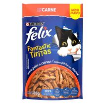 Ração Úmida Nestlé Purina Felix Fantastic Tiritas Carne para Gatos Adultos - 85 g