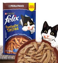 Ração Úmida Nestlé Purina Felix Fantastic Tiritas de Peru para Gatos Adultos - 85Gr