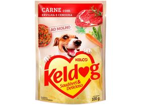 Ração Úmida para Cachorro Adulto Sachê Kelco - ao Molho Keldog Carne com Ervilha e Cenoura 100g
