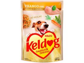 Ração Úmida para Cachorro Adulto Sachê Kelco - ao Molho Keldog Franco com Ervilha e Cenoura 100g