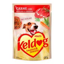 Ração Úmida para Cachorro Keldog Sabor Carne com Ervilha e Cenoura em Sachê 100g
