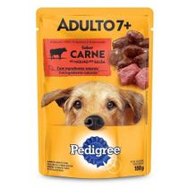 Ração Úmida para Cachorro Pedigree Adulto 7+ Anos Sachê Carne 100g Embalagem c/ 18 unidades