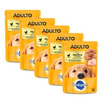 Ração Úmida para Cachorro Pedigree Adulto Raças Pequenas Frango ao Molho Sachê 100g Kit com cinco unidades