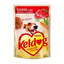 Ração Úmida para Cães Adulto Keldog Caixa com 11 unidades Sabor Carne com Ervilha e Cenoura 100g