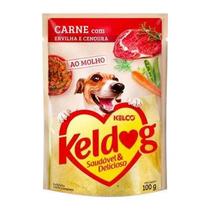 Ração Úmida para Cães Adulto Keldog Caixa com 20 unidades Sabor Carne com Ervilha e Cenoura 100g