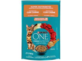 Ração Úmida para Gato Adulto Sachê Purina One - Super Nutrientes Carne 85g Ração Úmida para Gato Adulto Sachê Purina One - Super Nutrientes Carne 85g