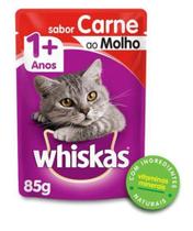 Ração Úmida para Gato Adulto Sachê - Whiskas Carne ao Molho 85g