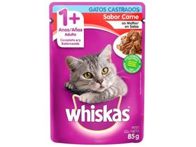 Ração Úmida para Gato Adulto Sachê - Whiskas Carne ao Molho 85g