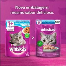 Ração Úmida para Gato Adulto Sachê Whiskas - Peixe Castrado 85g - kits disponíveis
