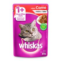 Ração Úmida para Gatos Whiskas Adulto 1+ Anos Sabor Carne ao Molho em Sachê 85g