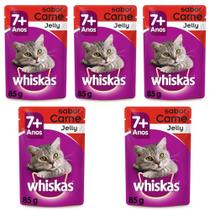 Ração Úmida Pedigree Whiskas Sachê Jelly Para Gatos Com 7 Anos Ou Mais Sabor Carne Kit Com 5 Unidade