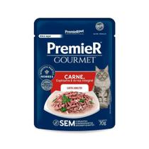 Ração Úmida Premier Gourmet para Gatos Adultos Sabor Carne, Espinafre e Arroz Integral 70g