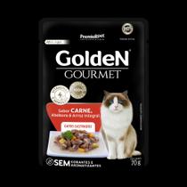 Ração úmida premier pet golden gourmet carne para gatos castrados 70 g un