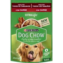 Ração úmida purina dog chow sachê carne para cães adultos 100g