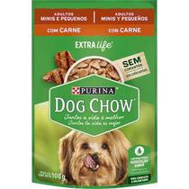 Ração úmida purina dog chow sachê carne para cães adultos raças minis e pequenas 100g