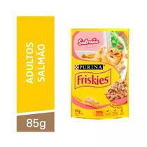 Ração Úmida Purina Friskies Sachê para Gatos Adultos sabor Salmão ao Molho 85g