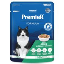 Ração Úmida Sachê Premier Fórmula para Gatos Castrados Sabor Atum, Brócolis e Cenoura 70g