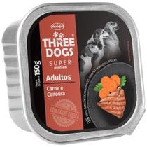 Ração Úmida Three Dogs Super Premium Patê Carne e Cenoura para Cães Adultos - 150 g
