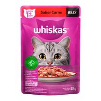Ração Úmida Whiskas Jelly Sachê para Gatos Adultos Sabor Carne 85g