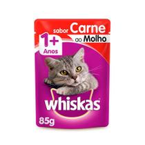 Ração Úmida Whiskas para Gatos Adultos Carne ao Molho 85g - 1 unidade