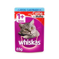 Ração Úmida Whiskas Para Gatos Castrados Sachê Sabor Carne - 85g