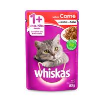 Ração Úmida Whiskas Sachê Carne ao Molho Gatos Adultos Castrados 85 g